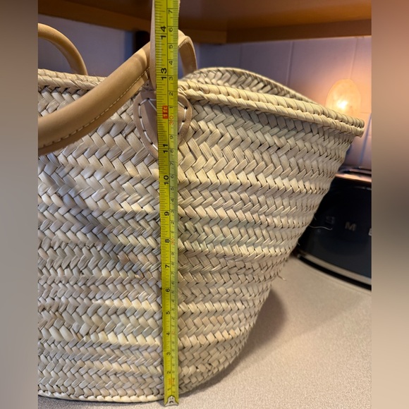 Extra Large Straw Woven Market Tote Bag - Socco Designs Morocco Tan Light Brown - Picture 9 of 12